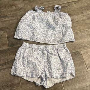 J.Crew Factory Floral Smocked Pajama Set Cotton Sleepwear M